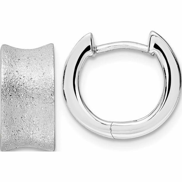 Details about   Leslie's Real 14kt White Gold Polished Brushed Diamond Cut Hoop Earrings
